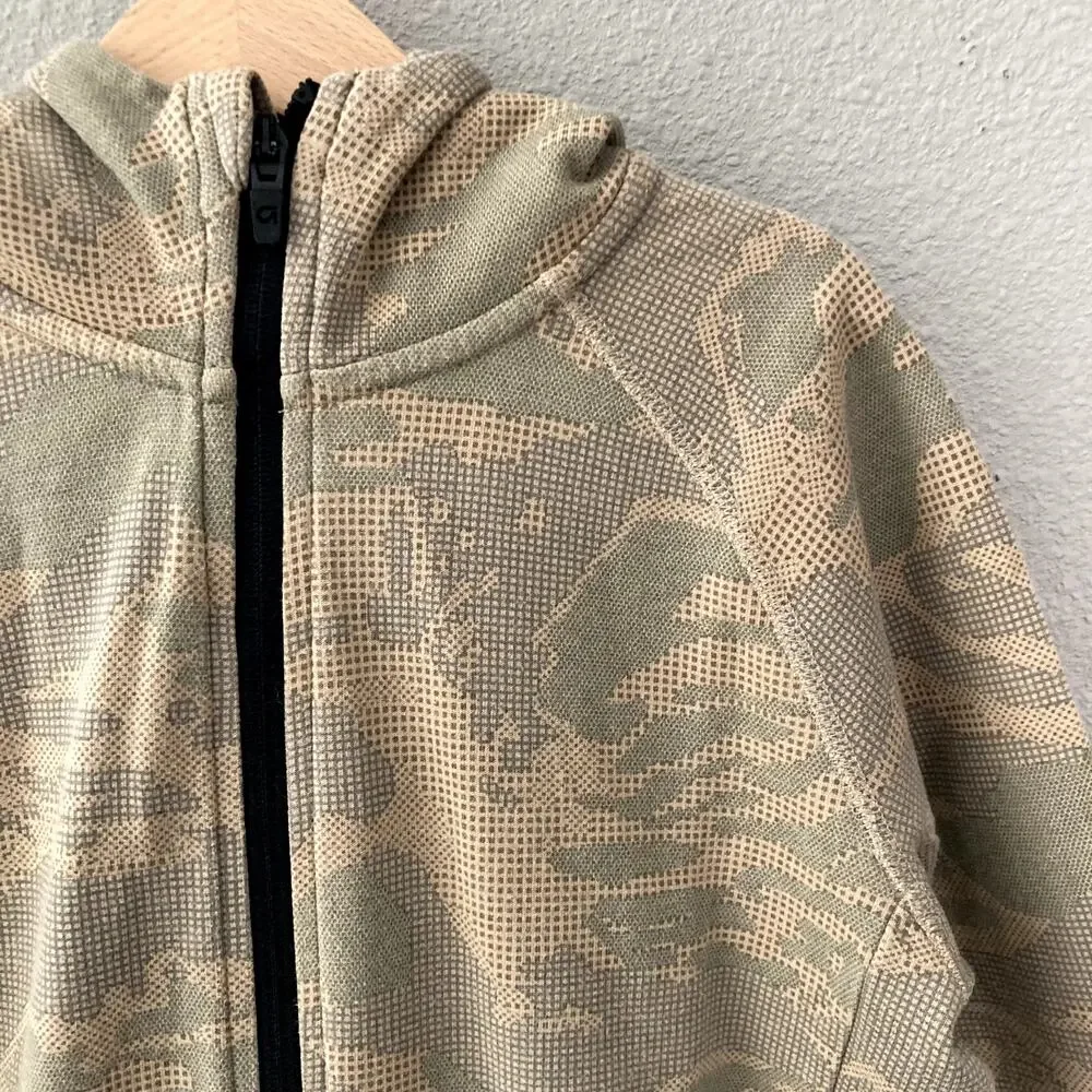 Gap Fit Full Zip Hoodie - Pixelated Camo - Tan - 8 Medium